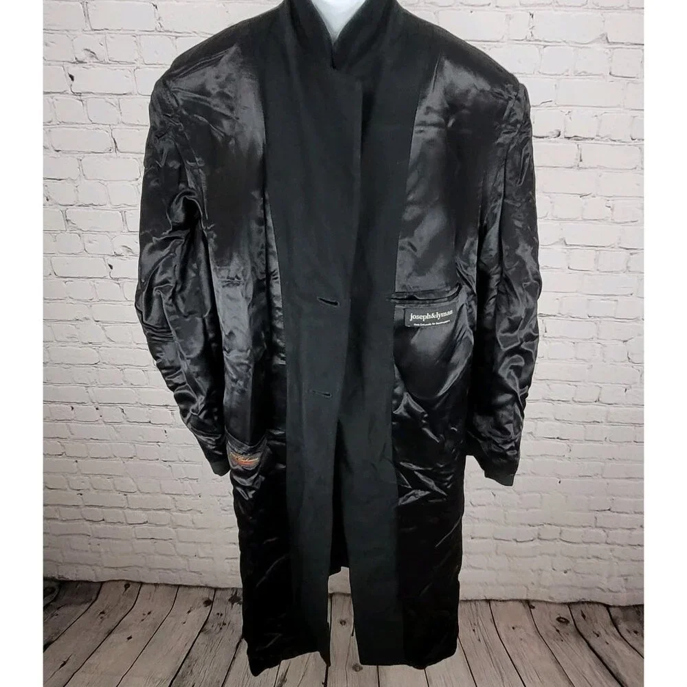 Joseph & Lyman Black 100% Cashmere Classic Buttoned Over Coat Size Large L
